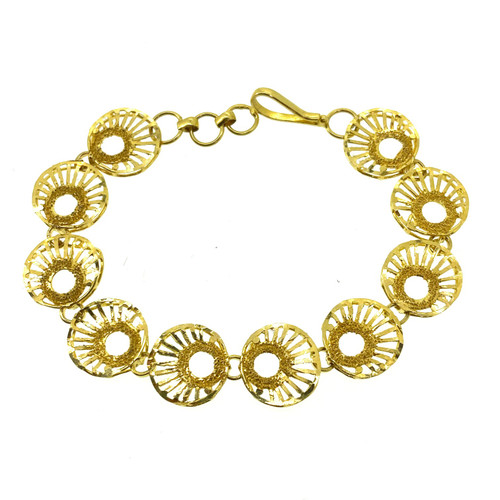 BABY GIRL ROUND BRACELET FEATURING JALLI DESIGN - 22K YELLOW GOLD