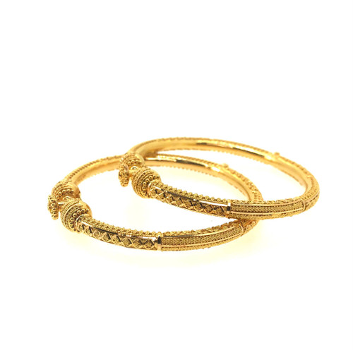 LADIES OPENABLE SCREW PIPE KADA FEATUIRNG LASER CUT AND FILIGREE WORK - 22K YELLOW GOLD