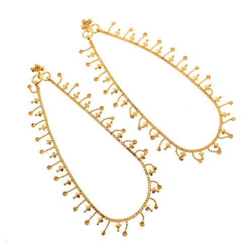 DANGLING TRADITIONAL STYLE ANKLETS FEATURING CHARMS - 22K YELLOW GOLD-1707870414