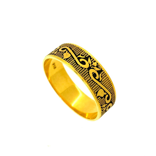 MENS ANTIQUE BAND FEATURING BLACK MEENAKARI - 22K YELLOW GOLD 