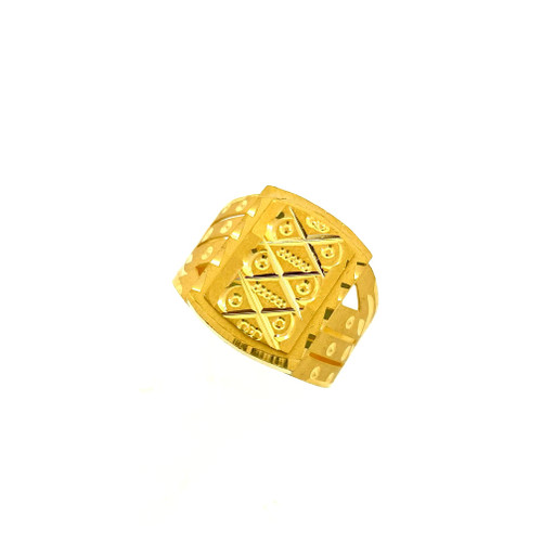 MENS RING FEATURING LASER CUT - 22K YELLOW GOLD