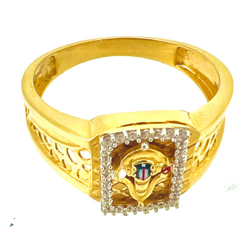 BALAJI GOLD RING FEATURING C.Z STONE - 22K YELLOW GOLD