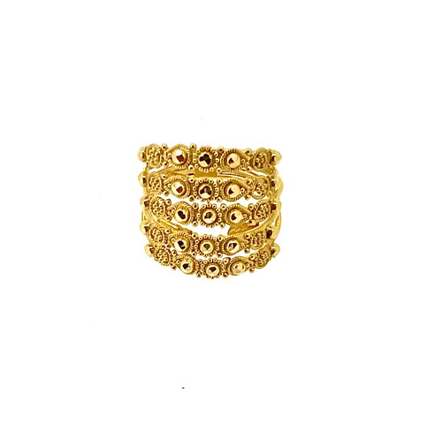 SPRING DESIGN RING FEATURING FILIGREE WORK - 22K YELLOW GOLD