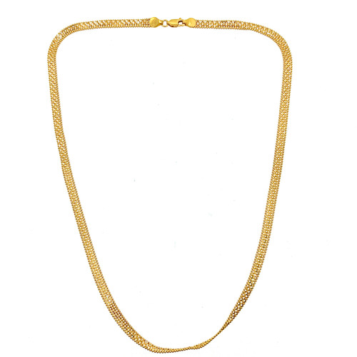 UNISEX FLAT BALL CHAIN-22K YELLOW GOLD 