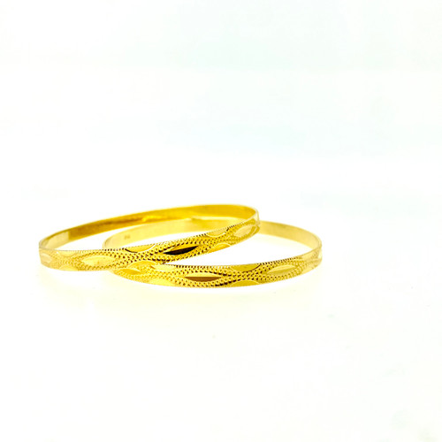 PLAIN LASER CUT BANGLES - 22K YELLOW GOLD 