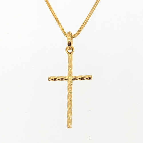 CROSS PENDANT WITH CHAIN- 22K Y.GOLD