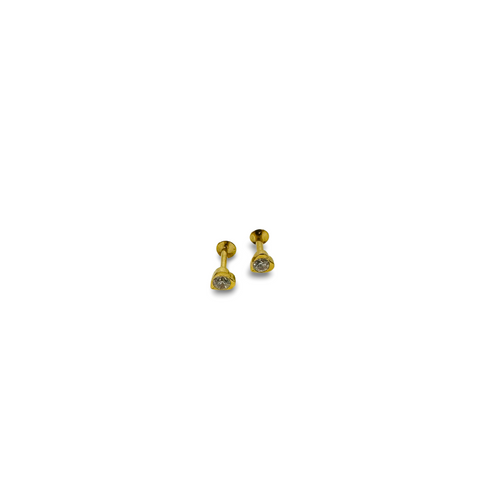 Heart Design Baby Earrings with C.Z. Stone - 22K Gold