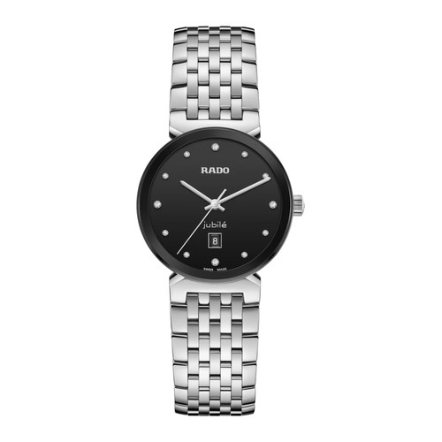 Rado Florence Diamonds R48913733 black dial watch with diamond hour markers and stainless steel