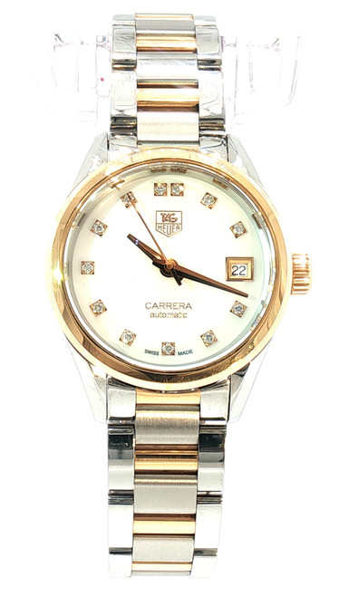 TAG Heuer Carrera Calibre 5 WAR2452.BD0777 diamond dial automatic watch front view