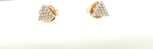 Diamond Pavé Triangle Stud Earrings in Yellow Gold,0.07 ct,0.84 gram,14kgold