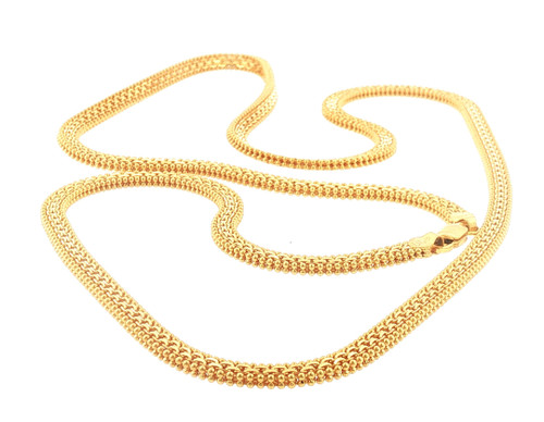 22K Yellow Gold Textured Beaded Mesh Chain Necklace – 31.60g, 26 Inch