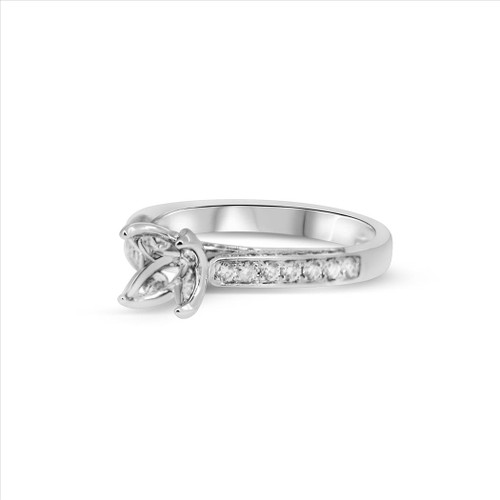 Embellished pave diamond engagement ring setting in 18kt white gold