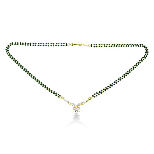 Two-Tone Mangalsutra Featuring C.Z stone pendant - 22kt yellow gold