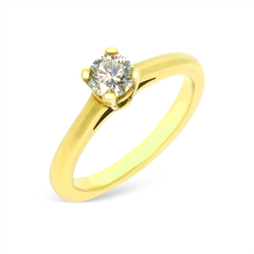 Petite Solitaire Diamond Engagement Ring - 18kt yellow gold