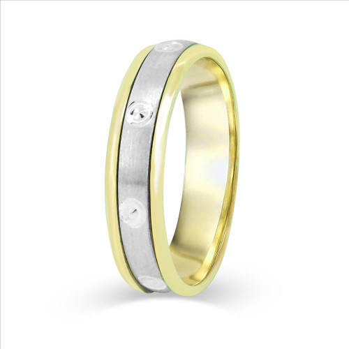 Two-Tone Comfort Fit Raised Edge Band - 18kt gold