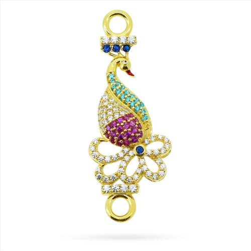 Peacock Design C.Z Stone Pendant - 22kt yellow gold