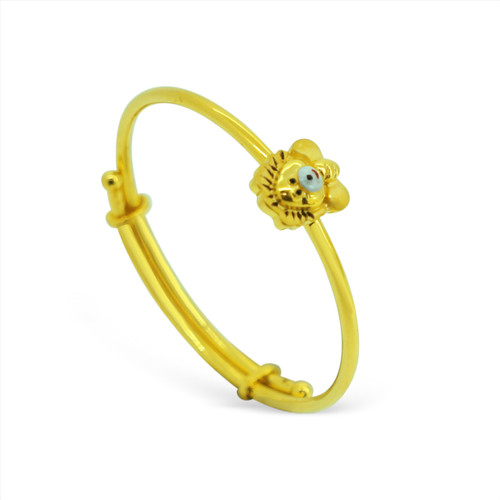 Adjustable Pipe Style Baby Bracelet Featuring 'Cub' Design - 22kt yellow gold