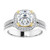 CUSHION HALO-STYLE ENGAGEMENT RING - YELLOW AND WHITE GOLD