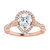 HALO-STYLE PEAR ENGAGEMENT RING - ROSE GOLD