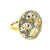 LADIES CIRLCE FACE RING FEATURING C.Z STONE AND JALLI WORK - 22K YELLOW GOLD