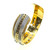 SLIP ON 22K TWO-TONE LASER CUT FLAT CUFF KADA FEATURING A RHODIUM FINISH AND COLORED C.Z STONES