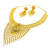 MUGLAI FLOWER DESIGN DIAMOND CUT NECKLACE SET - 22K YELLOW GOLD