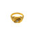 MENS RECTANGLE FACE C.Z STONE RING FEATURING A BRUSH FINISH - 22K YELLOW GOLD 