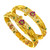 OPENABLE SCREW LAXMI BANGLE FEATURING RUBY AND EMERALD - 22K YELLOW GOLD  -1707877950