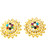 MIX STONE & PEARL TOP EARRINGS FEATURING FRENCH CLIPON BACKS - 22K YELLOW GOLD