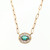 Evil Eye Diamond Necklace with Emerald- 14K Gold 