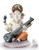 Handcrafted porcelain figurine of Lord Ganesha playing the veena guitar, seated with ornate gold accents, pastel base, and small mouse companion – limited edition Veena Ganesha sculpture SKU 01007181.