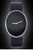 Front view of the Rado eSenza 535.4215.4 featuring a distinctive 35 mm oval stainless steel case, minimalist black dial with silver-tone hands, sparkling stone-set bezel, and sleek black strap for an elegant contemporary appearance.