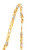 Angled close-up highlighting the dimensional construction of the interwoven curved links and contrasting yellow-gold and white-tone polished sections.
Alt Text: 22K yellow gold two-tone woven chain necklace angled link detail