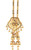 Angled presentation highlighting the elaborate beaded chain construction and statement pendant. Decorative gold beads, textured geometric motifs and multicolor accents extend along the necklace, while the large pendant features intricate gold detailing and dangling elements for a traditional statement look.