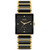 Rado Integral Diamonds R20256712 Swiss quartz watch featuring a distinctive rectangular black case and elegant black dial accented with gold-tone hands and four diamond hour markers at 3, 6, 9, and 12 o’clock. The dial includes the Rado logo, Jubilé signature, and a date window positioned above 6 o’clock. Its integrated bracelet combines polished gold-tone links with glossy black ceramic inserts, creating the sleek geometric appearance characteristic of the Rado Integral collection. A sophisticated 31.5mm Swiss-made diamond watch that blends luxury styling, ceramic detailing, and precise quartz timekeeping.