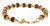 Detailed view of an 8-inch 22K yellow gold bracelet featuring a series of textured brown seed beads, each beautifully framed by ornate yellow gold floral-patterned bead caps. The bracelet weighs approximately 8.5 grams and is finished with gold connecting links and a decorative toggle-style clasp.