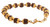 Ornate Yellow Gold and Brown Seed Beaded Bracelet.