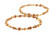 Front view of a pair of 22K yellow gold baby bracelets featuring alternating brown Tulsi-style beads, sculpted gold accents, and textured round gold beads.