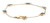 Full view of a 14KT yellow gold deep blue kyanite station bracelet, featuring rectangular faceted blue kyanite gemstones evenly spaced along a delicate gold chain with a lobster clasp.