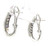 Side view of multi-color tourmaline channel-set hoop earrings crafted in 14K white gold, showing the curved hoop profile, gemstone setting, and closure mechanism.1.50 carats.
