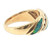 Side profile of the Kabana opal and diamond ring showing the substantial polished 14KT yellow gold band and raised sweeping design across the top.