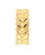 Side profile of a 22KT yellow gold leaf motif ring highlighting its wide band structure, detailed leaf-shaped cutouts, and polished gold accents, weighing 2.5 grams.