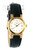 Movado Vizio ladies watch 1603825 with white dial, Roman numerals, gold-tone markers, and date window at 3 o’clock