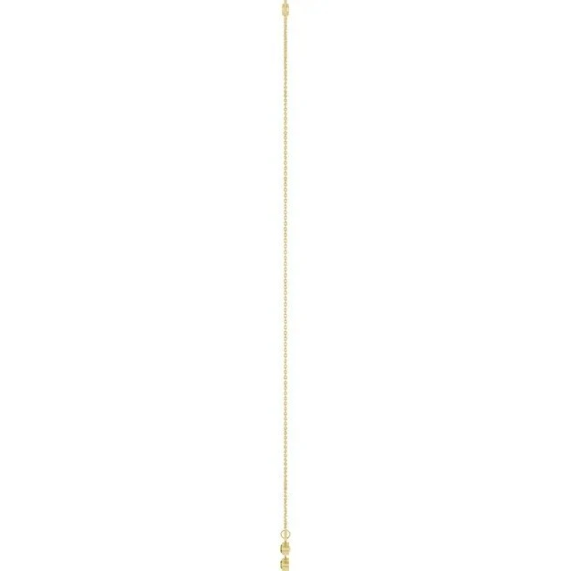 Single peridot briolette drop on a fine 14K yellow gold chain necklace