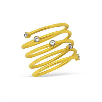 Spring Insert Diamond Ring Spring style diamond ring set in 18kt yellow gold- One 18kt diamond ...