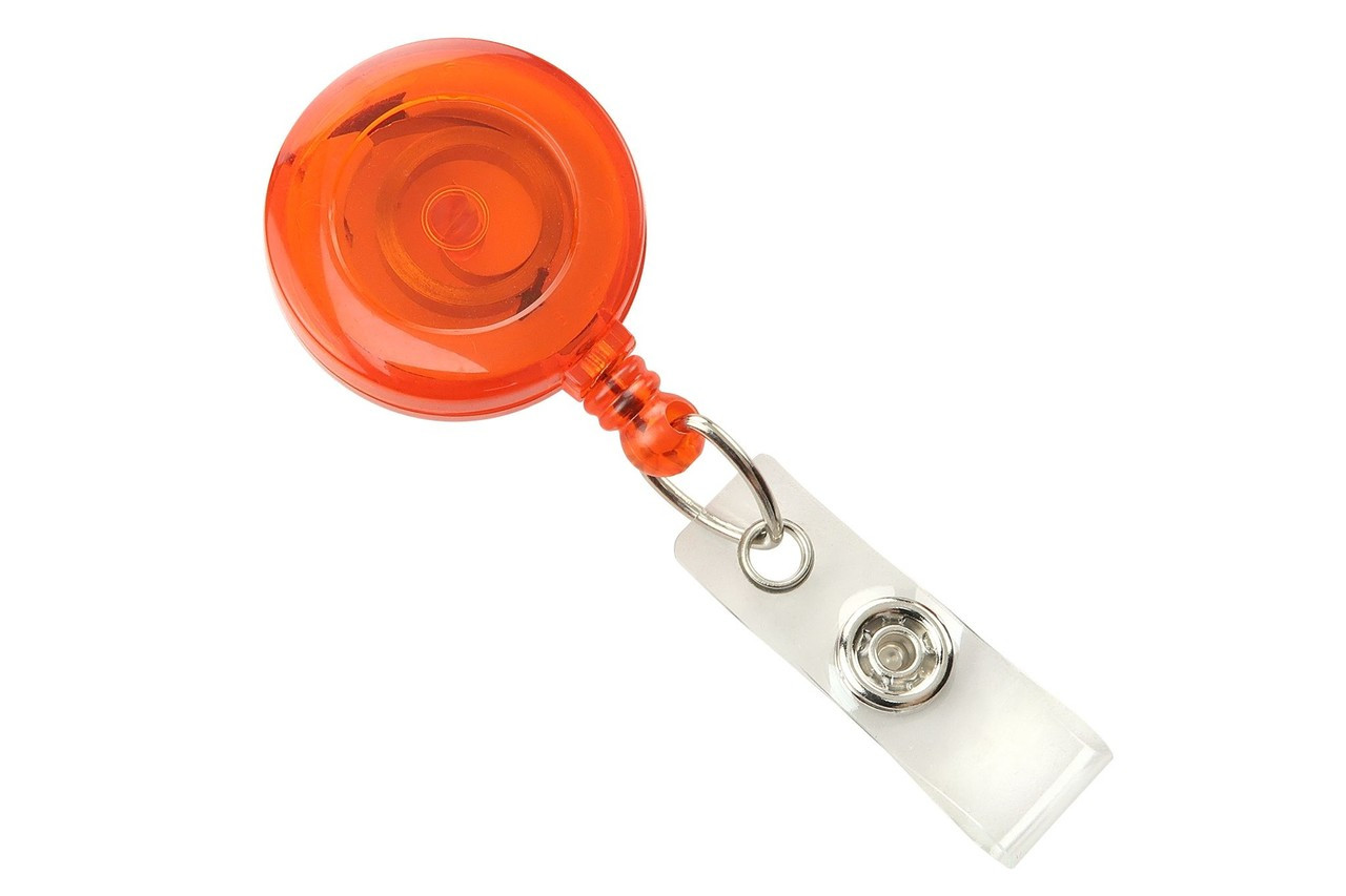 Brady 2120-3605 Translucent Orange Round Badge Reel with Strap and Slide Clip ( 25 Pack )
