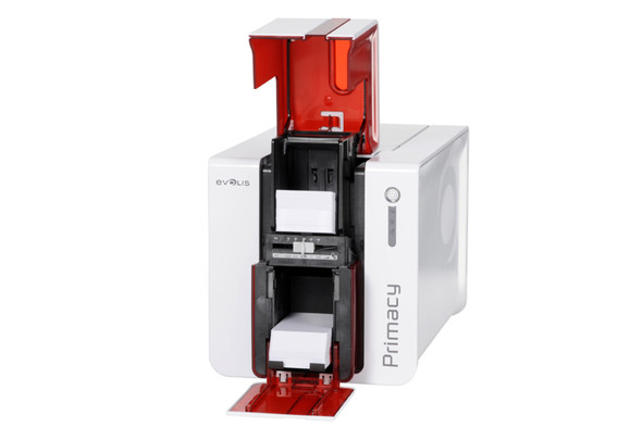 Evolis PM1HB000RS Primacy Simplex Expert Mag ISO Fire Red Printer with Mag ISO Dual HiCo/LoCo 3-track magnetic stripe encoder, USB & Ethernet PM1HB000RS