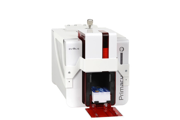 Evolis PM1H0CCMRS Primacy Simplex Expert Smart & Contactless Fire Red Printer with OMNIKEY 5121 Smart Card and Contactless Encoder, USB & Ethernet PM1H0CCMRS