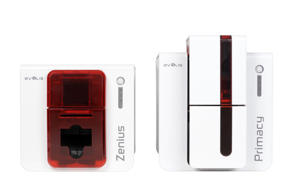 Evolis PM1H00001D Primacy Duplex Expert Fire Red Printer with open output hopper, USB & Ethernet PM1H00001D