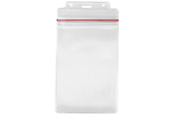 Brady 1815-1112 BADGE HOLDER, 4x6" (ID) VERTICAL ZIP-LOCK W/RED, STRIPE BADGE HOLDER ( 100 PACK ) 1815-1112